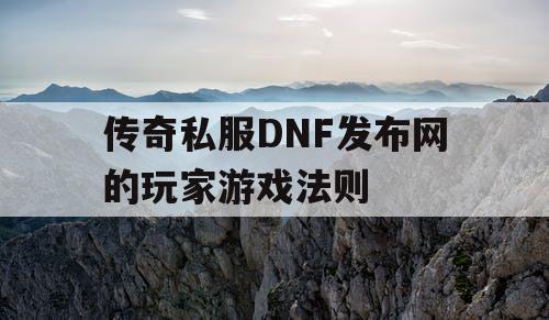 传奇私服DNF发布网的玩家游戏法则