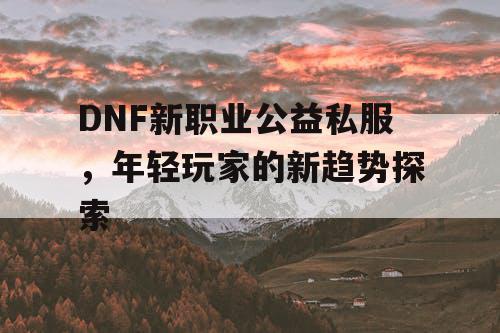 DNF新职业公益私服	，年轻玩家的新趋势探索