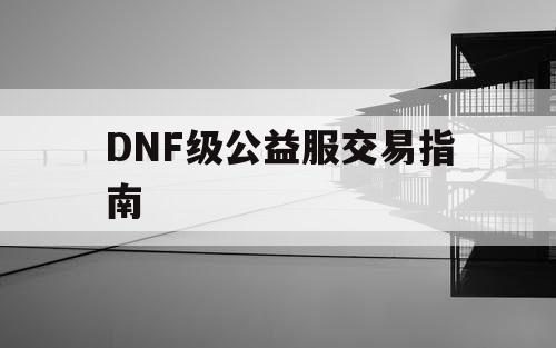 DNF级公益服交易指南