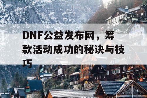 DNF公益发布网，筹款活动成功的秘诀与技巧