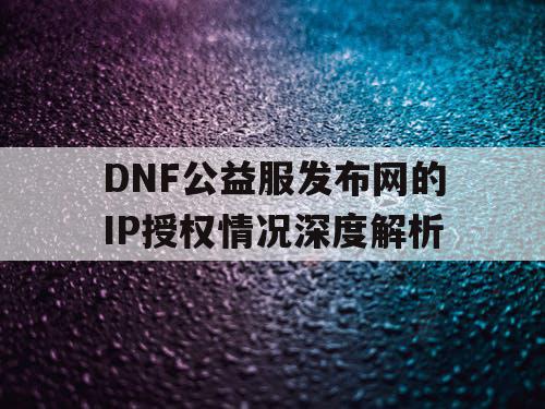 DNF公益服发布网的IP授权情况深度解析