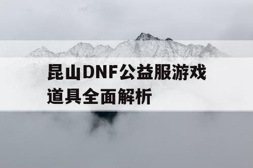 昆山DNF公益服游戏道具全面解析