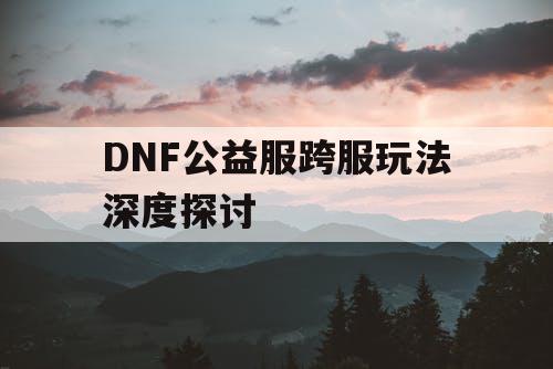 DNF公益服跨服玩法深度探讨