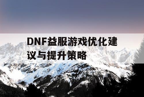 DNF益服游戏优化建议与提升策略