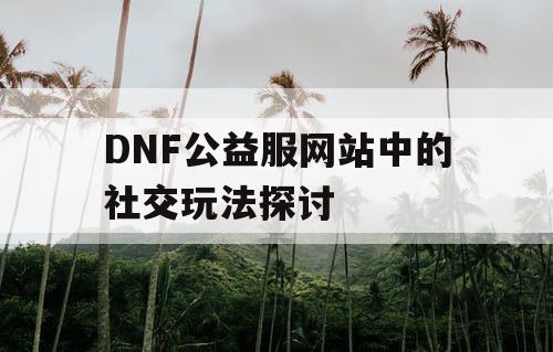 DNF公益服网站中的社交玩法探讨