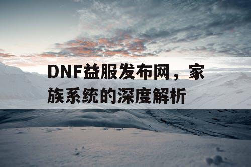 DNF益服发布网，家族系统的深度解析