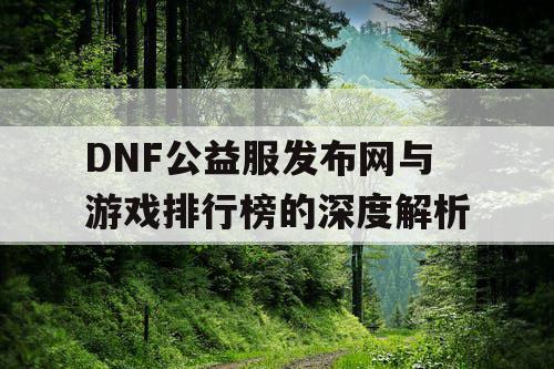 DNF公益服发布网与游戏排行榜的深度解析