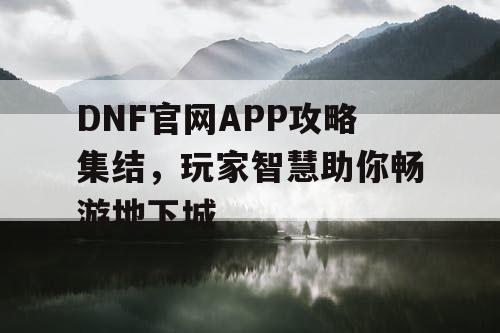 DNF官网APP攻略集结，玩家智慧助你畅游地下城