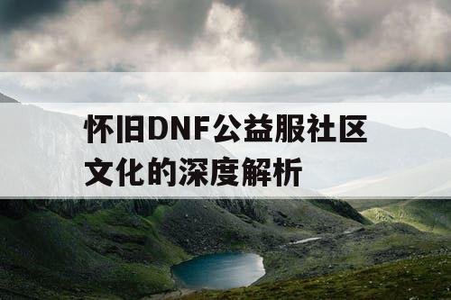 怀旧DNF公益服社区文化的深度解析