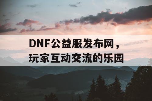 DNF公益服发布网	，玩家互动交流的乐园