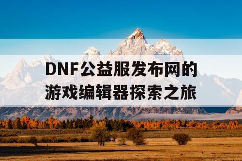 DNF公益服发布网的游戏编辑器探索之旅