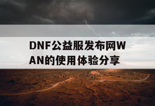 DNF公益服发布网WAN的使用体验分享