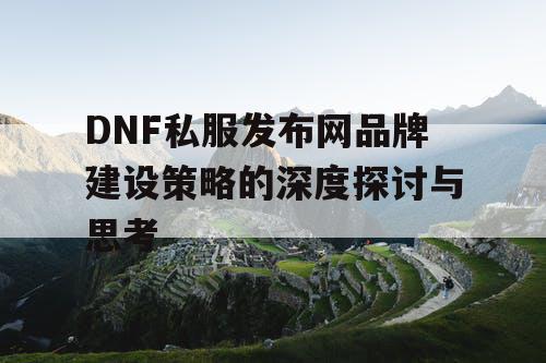 DNF私服发布网品牌建设策略的深度探讨与思考