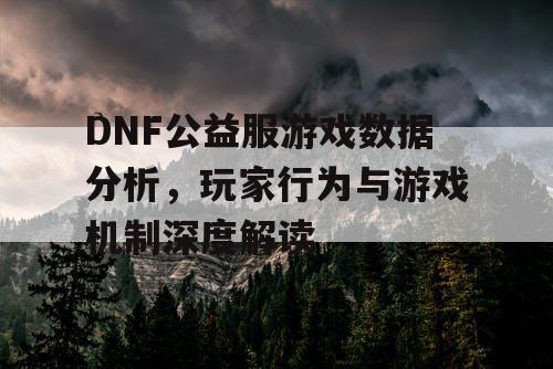 DNF公益服游戏数据分析，玩家行为与游戏机制深度解读