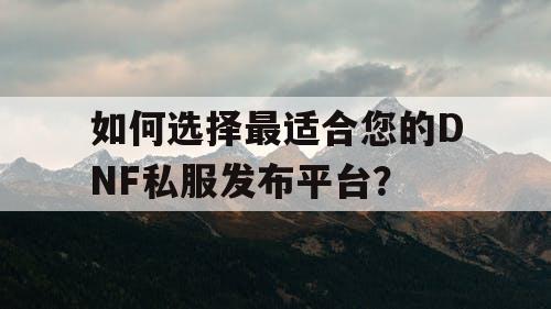 如何选择最适合您的DNF私服发布平台？