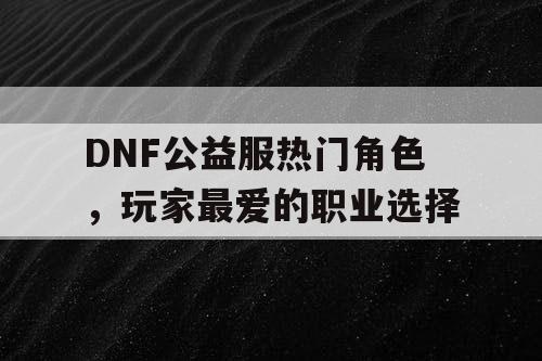 DNF公益服热门角色，玩家最爱的职业选择