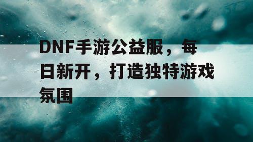 DNF手游公益服，每日新开	，打造独特游戏氛围