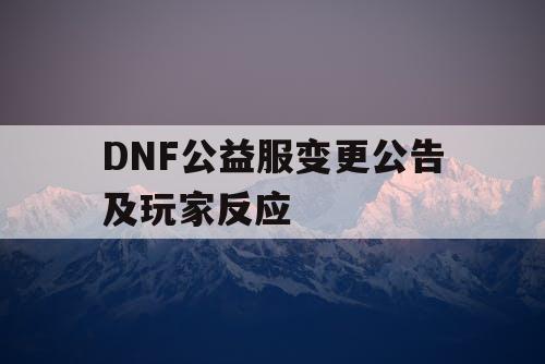 DNF公益服变更公告及玩家反应