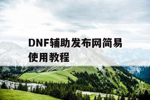 DNF辅助发布网简易使用教程