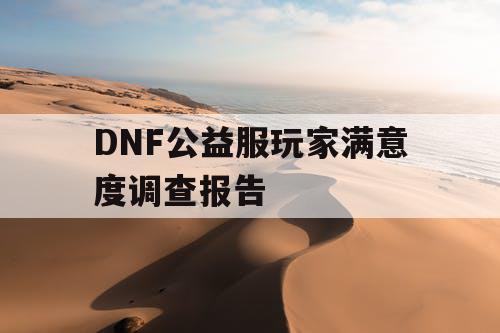 DNF公益服玩家满意度调查报告