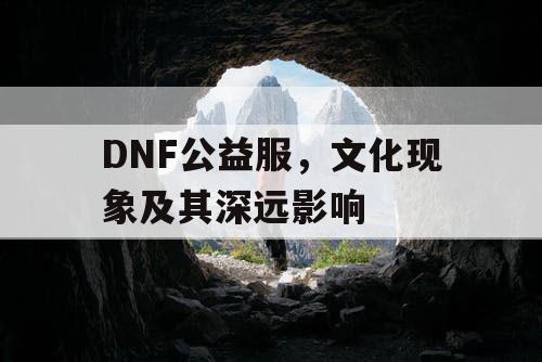 DNF公益服，文化现象及其深远影响