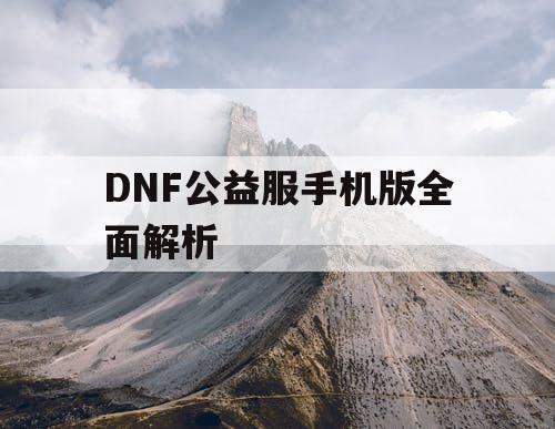 DNF公益服手机版全面解析