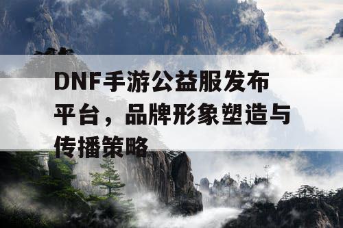 DNF手游公益服发布平台	，品牌形象塑造与传播策略