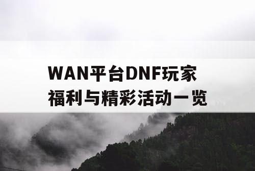 WAN平台DNF玩家福利与精彩活动一览