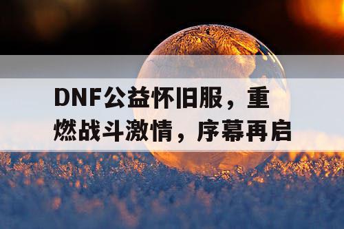 DNF公益怀旧服	，重燃战斗激情，序幕再启